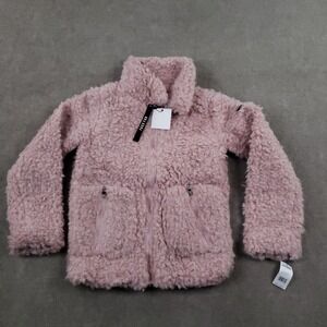 Steve Madden Jacket‎ Girls Large 14/16 Rose Tan Faux Fur Sherpa Zip Coat Warm